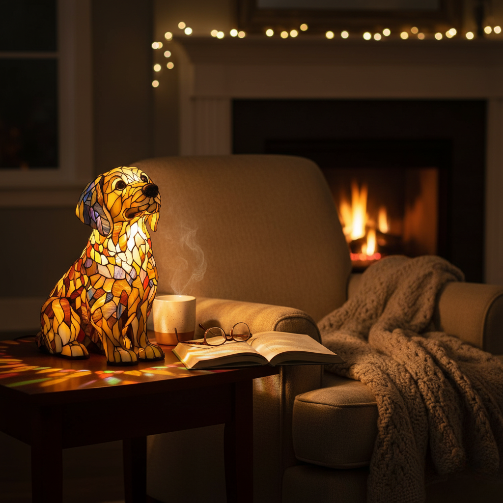 Buddy – Luminária Golden Retriever Espiritual Radiante